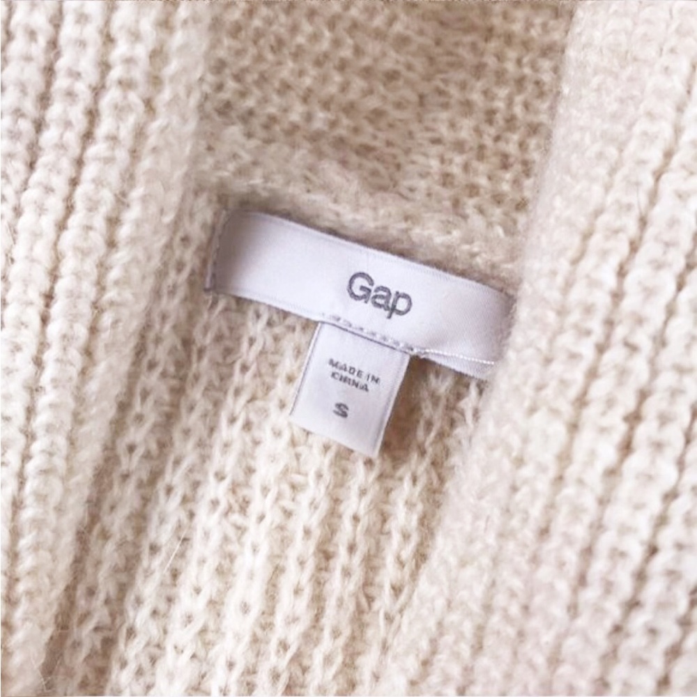 Gap Creamy Pale Pink Tweed Shawl Collar Cardigan, Size Small - Picture 7 of 13